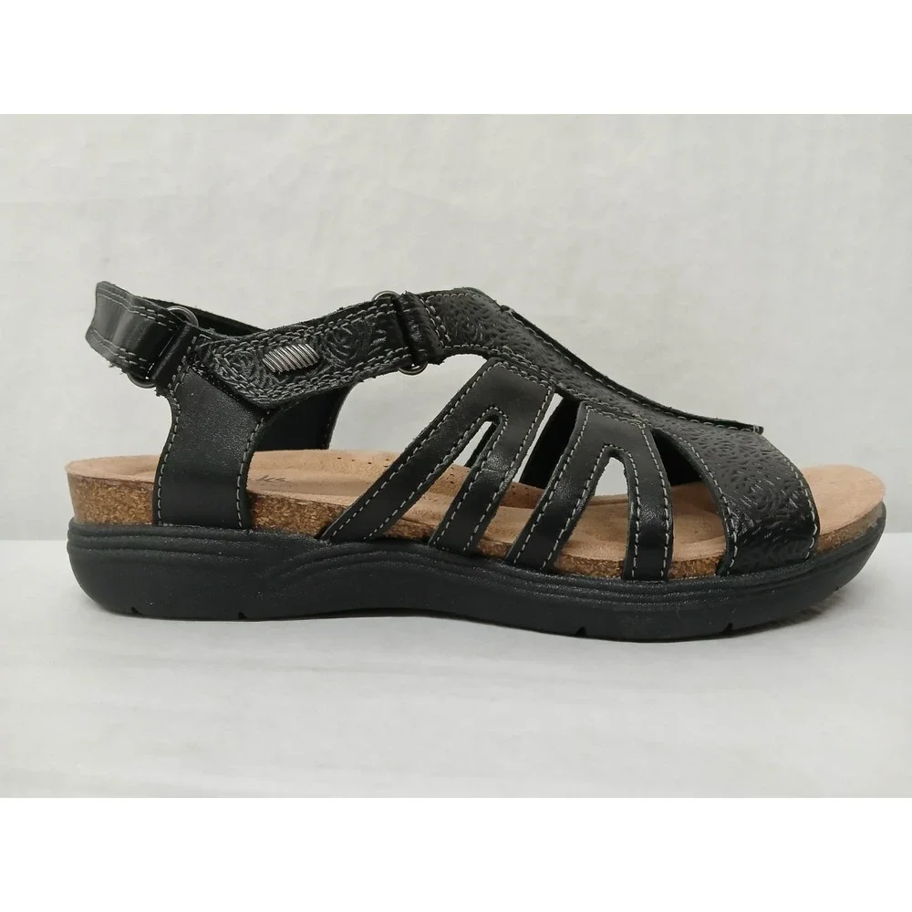 Clarks Women's April Belle Sandals Black‎ Leather 26177018 Women's Size 8M